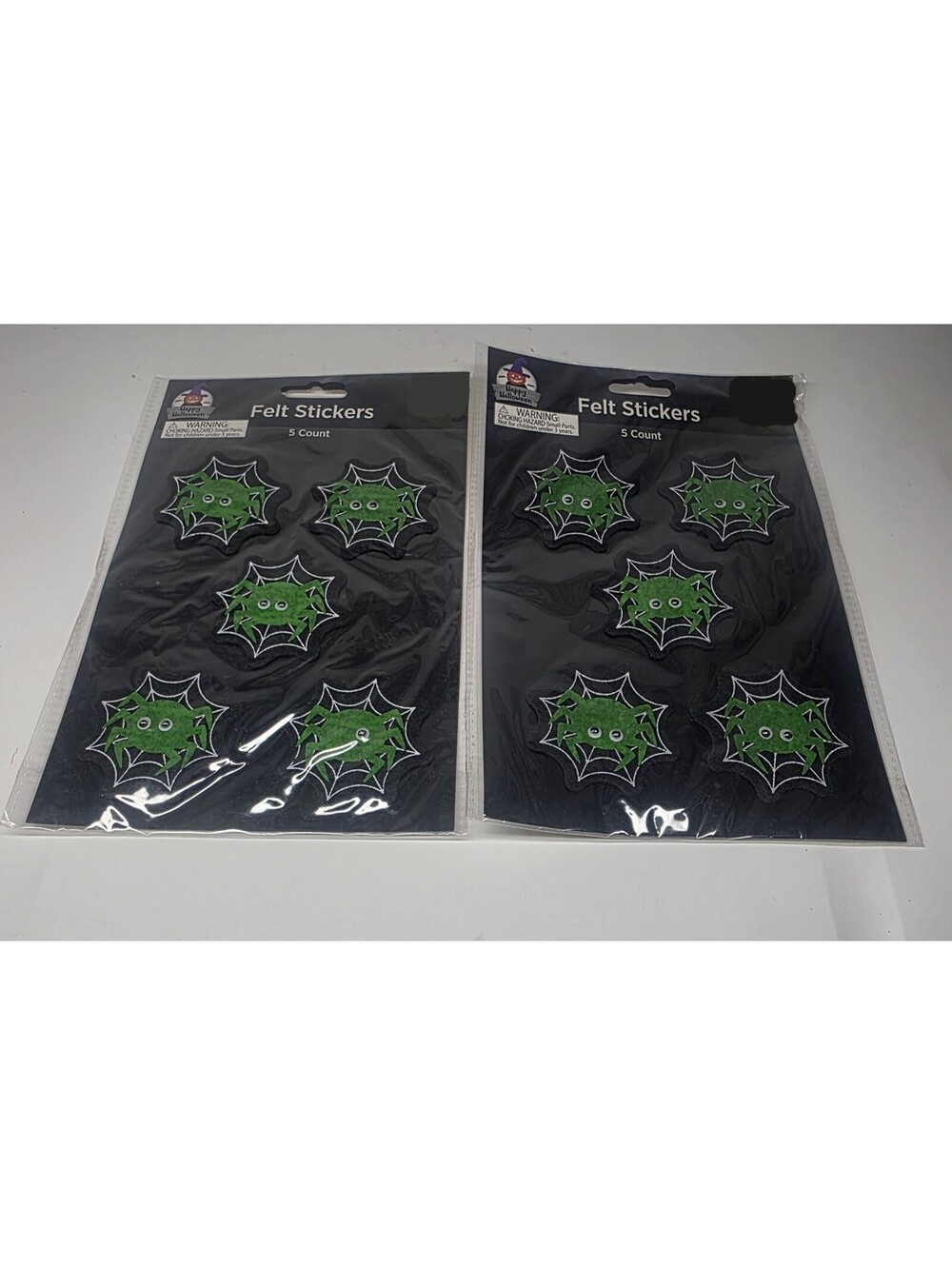 Halloween Felt Spider Stickers 5 Piece Sealed Package 2 Pack New